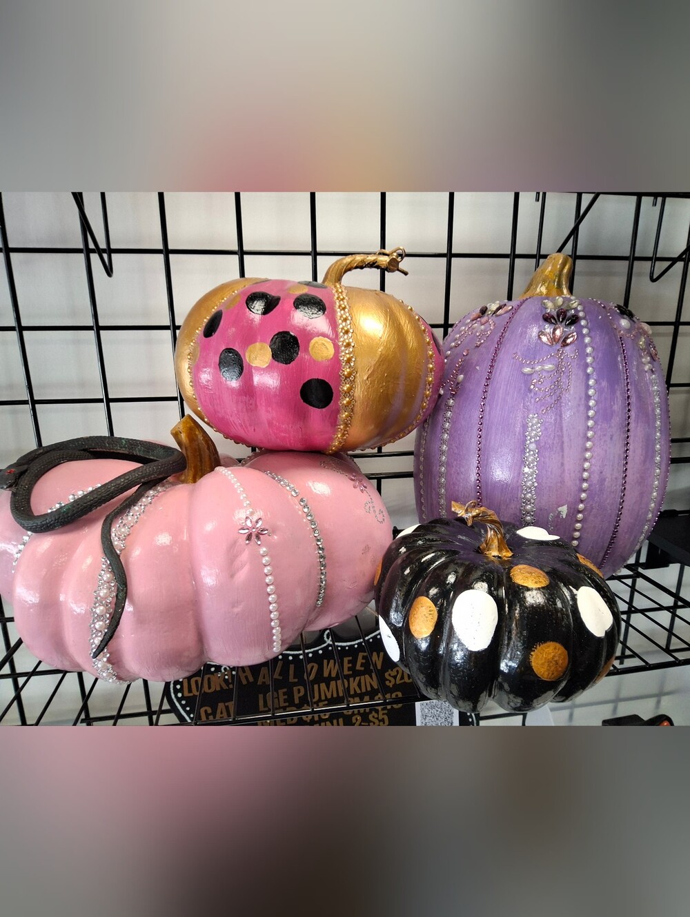 Hand-Painted Decorative Pink and Gold Pumpkin - Home Accents